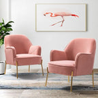 Marina Modern Velvet Accent Chair with Golden Legs Set of 2 by HULALA HOME