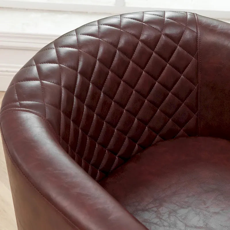 KINWELL PU-leren gestoffeerde kuipfauteuil in clubstijl met sierspijkers