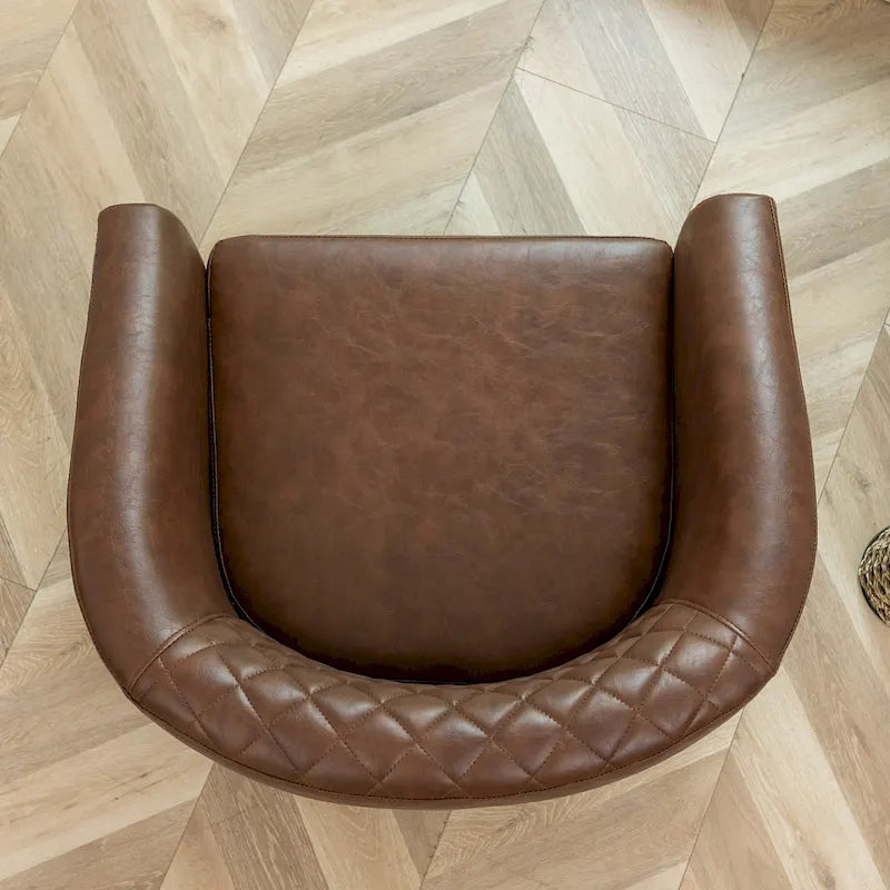 KINWELL PU-leren gestoffeerde kuipfauteuil in clubstijl met sierspijkers