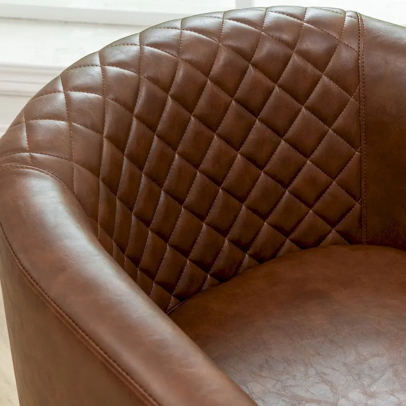 KINWELL PU-leren gestoffeerde kuipfauteuil in clubstijl met sierspijkers