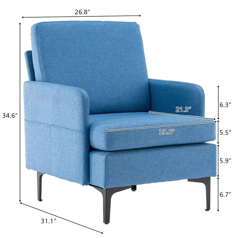 Gestoffeerde linnen fauteuil met accent