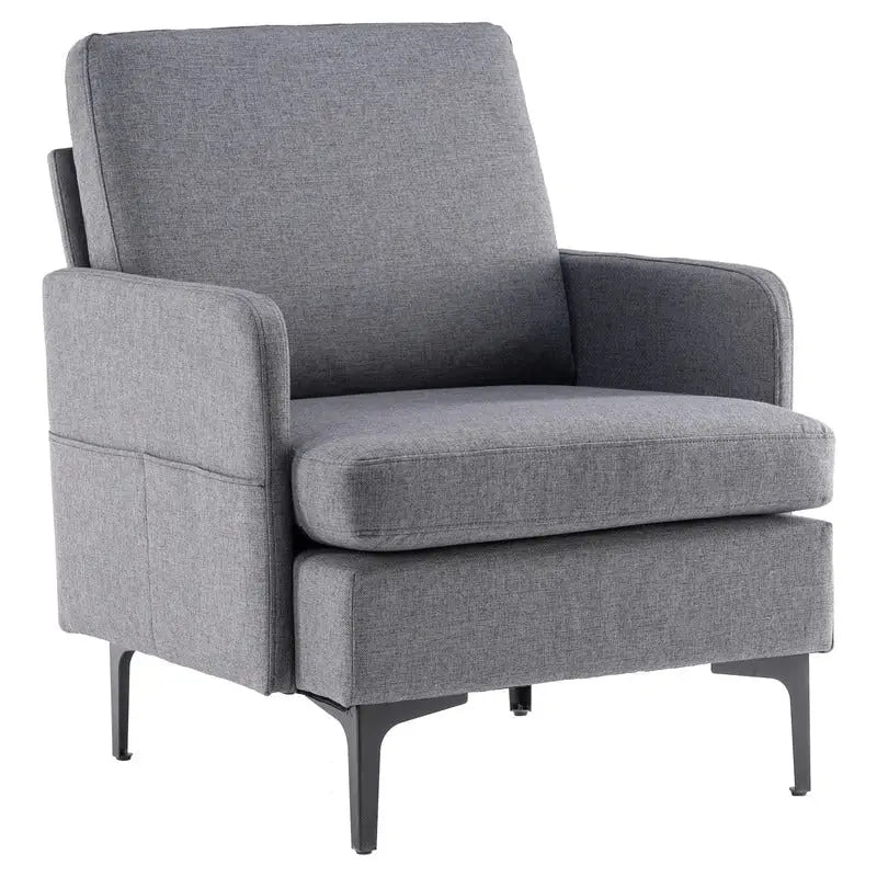 Gestoffeerde linnen fauteuil met accent
