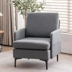 Gestoffeerde linnen fauteuil met accent
