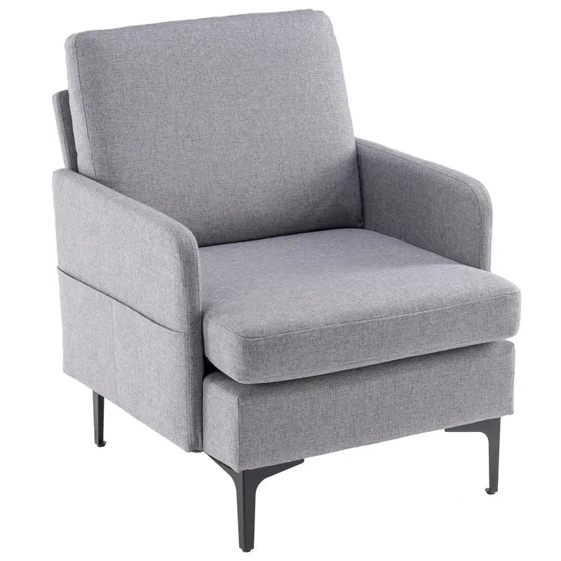 Gestoffeerde linnen fauteuil met accent