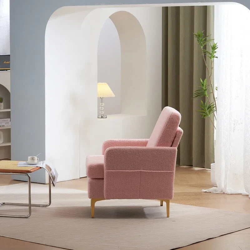Gestoffeerde linnen fauteuil met accent