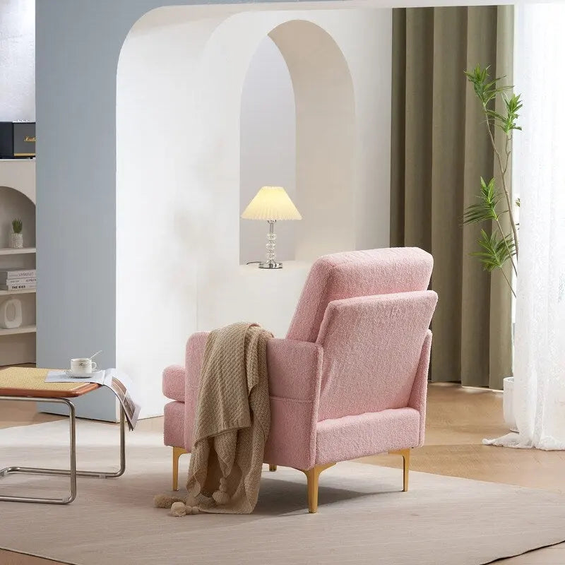 Gestoffeerde linnen fauteuil met accent