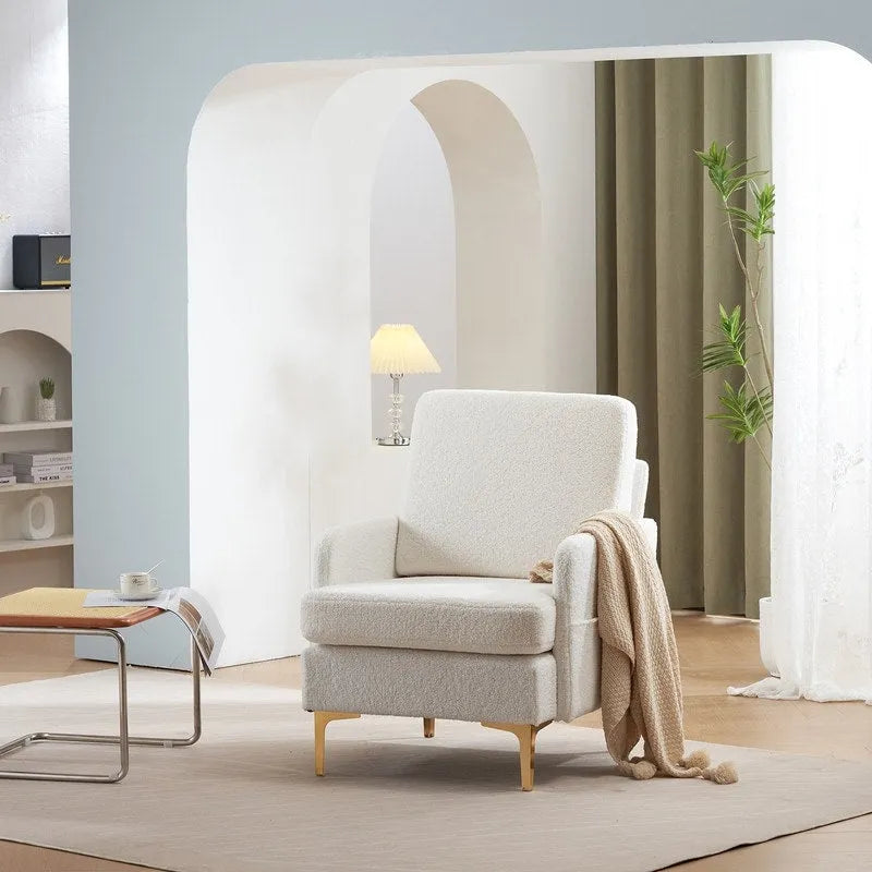 Gestoffeerde linnen fauteuil met accent