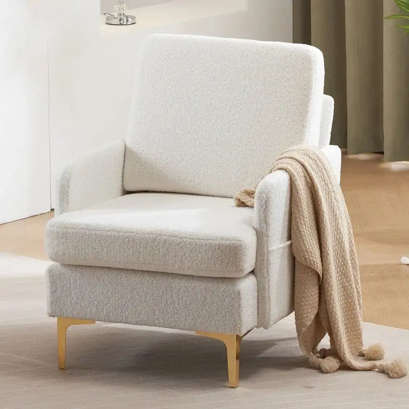 Gestoffeerde linnen fauteuil met accent