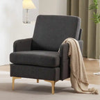 Gestoffeerde linnen fauteuil met accent