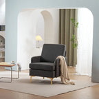Gestoffeerde linnen fauteuil met accent