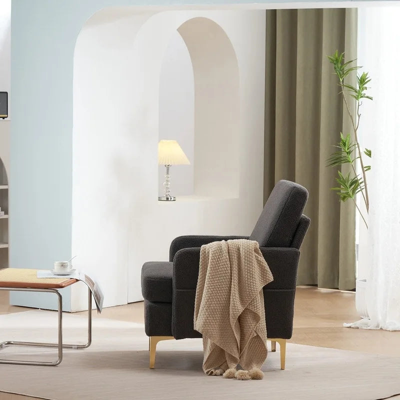 Gestoffeerde linnen fauteuil met accent