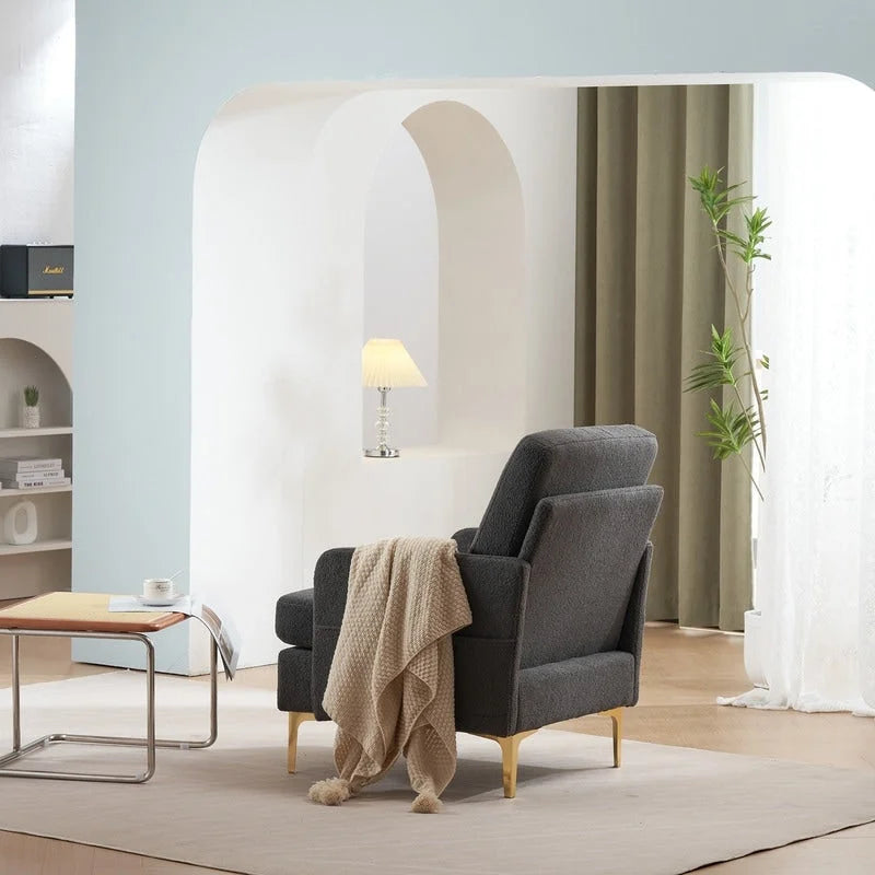 Gestoffeerde linnen fauteuil met accent