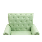 Mid-Century Modern Accent Chair, Linen Armchair w/Tufted Back/Wood Legs