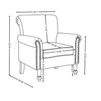 Mid-Century Modern Accent Chair, Linen Armchair w/Tufted Back/Wood Legs