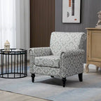 Mid-Century Modern Accent Chair, Linen Armchair w/Tufted Back/Wood Legs