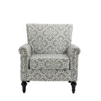 Mid-Century Modern Accent Chair, Linen Armchair w/Tufted Back/Wood Legs