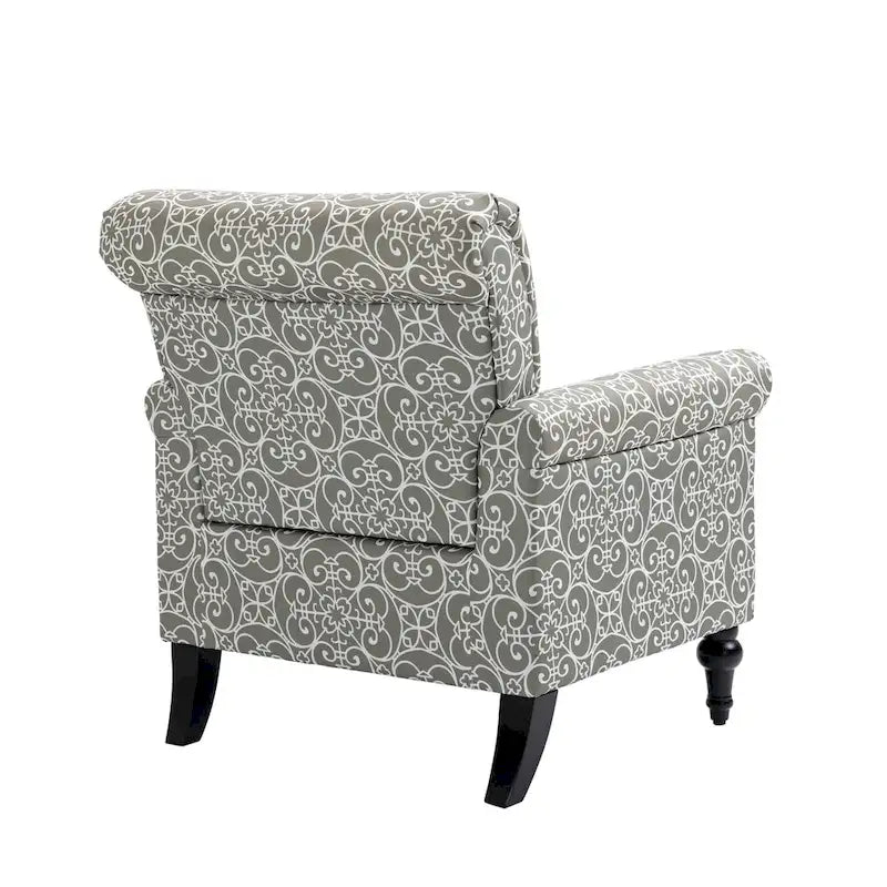 Mid-Century Modern Accent Chair, Linen Armchair w/Tufted Back/Wood Legs