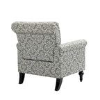 Mid-Century Modern Accent Chair, Linen Armchair w/Tufted Back/Wood Legs