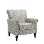 Mid-Century Modern Accent Chair, Linen Armchair w/Tufted Back/Wood Legs