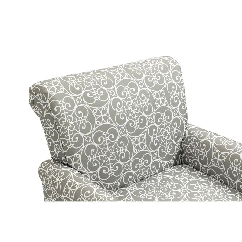 Mid-Century Modern Accent Chair, Linen Armchair w/Tufted Back/Wood Legs