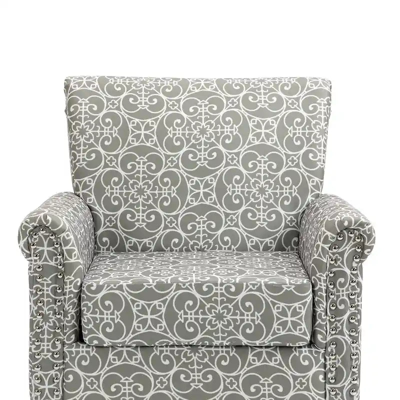 Mid-Century Modern Accent Chair, Linen Armchair w/Tufted Back/Wood Legs