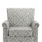 Mid-Century Modern Accent Chair, Linen Armchair w/Tufted Back/Wood Legs