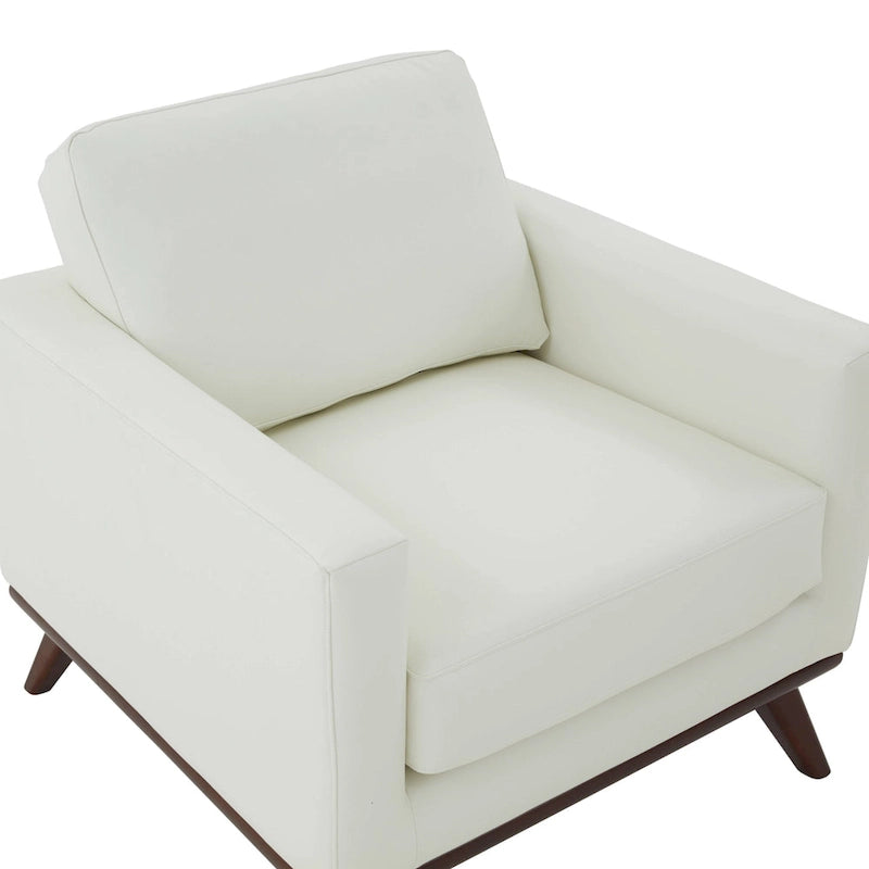 Chester Mid-Century Modern One-Seater Sofa Leather Accent Arm Chair for Living Room Bedroom Lounge - 33.46