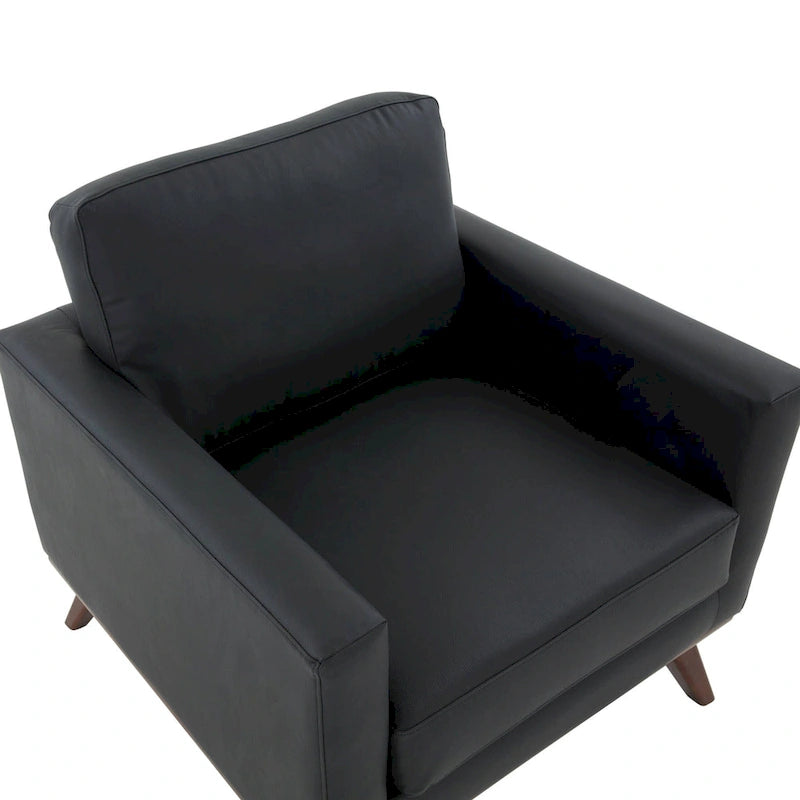 Chester Mid-Century Modern One-Seater Sofa Leather Accent Arm Chair for Living Room Bedroom Lounge - 33.46