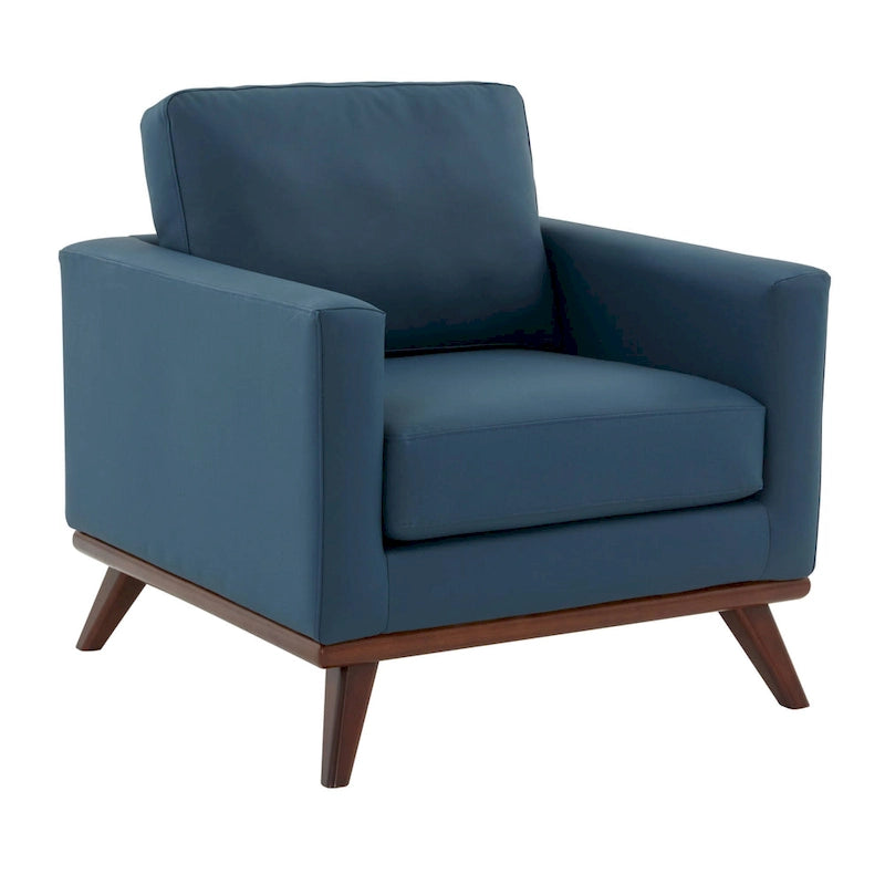 Chester Mid-Century Modern One-Seater Sofa Leather Accent Arm Chair for Living Room Bedroom Lounge - 33.46