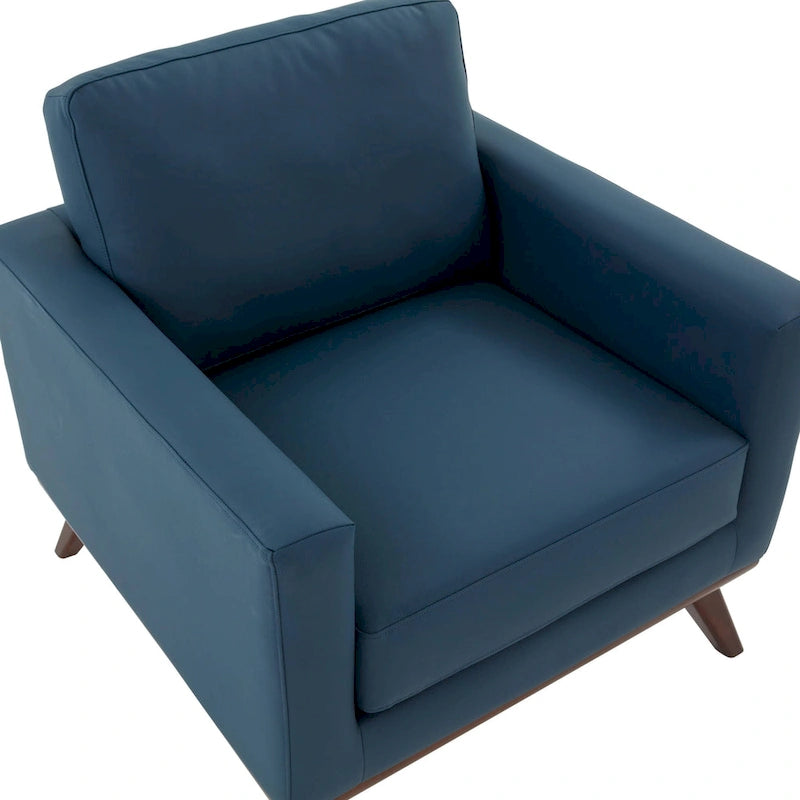 Chester Mid-Century Modern One-Seater Sofa Leather Accent Arm Chair for Living Room Bedroom Lounge - 33.46