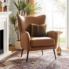 Invidiae Wooden Upholstered Armchair with Metal Legs Set of 2