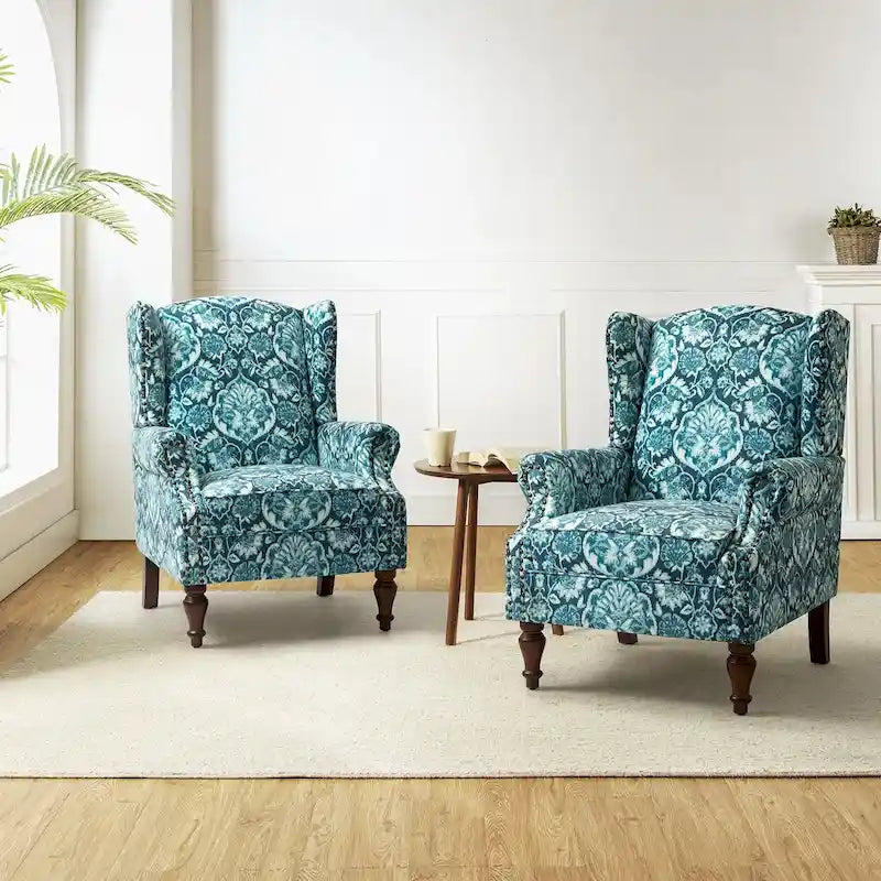 Gott traditionele wingbackfauteuil met poten van massief hout, set van 2, van HULALA HOME