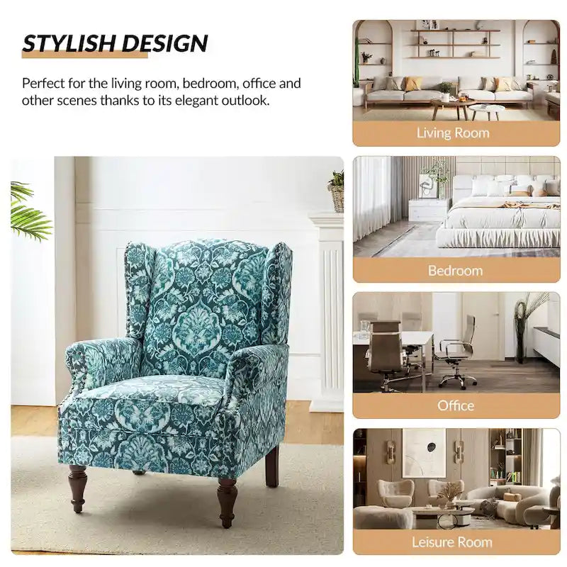 Gott traditionele wingbackfauteuil met poten van massief hout, set van 2, van HULALA HOME