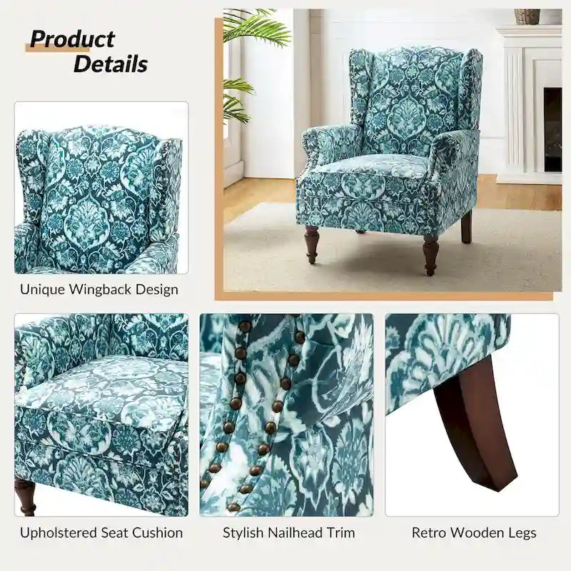 Gott traditionele wingbackfauteuil met poten van massief hout, set van 2, van HULALA HOME