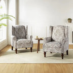 Gott traditionele wingbackfauteuil met poten van massief hout, set van 2, van HULALA HOME