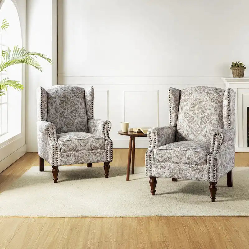 Gott traditionele wingbackfauteuil met poten van massief hout, set van 2, van HULALA HOME