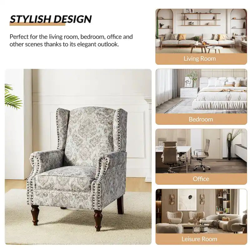 Gott traditionele wingbackfauteuil met poten van massief hout, set van 2, van HULALA HOME