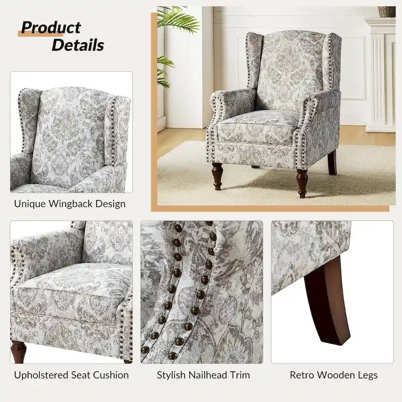 Gott traditionele wingbackfauteuil met poten van massief hout, set van 2, van HULALA HOME