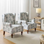 Gott traditionele wingbackfauteuil met poten van massief hout, set van 2, van HULALA HOME