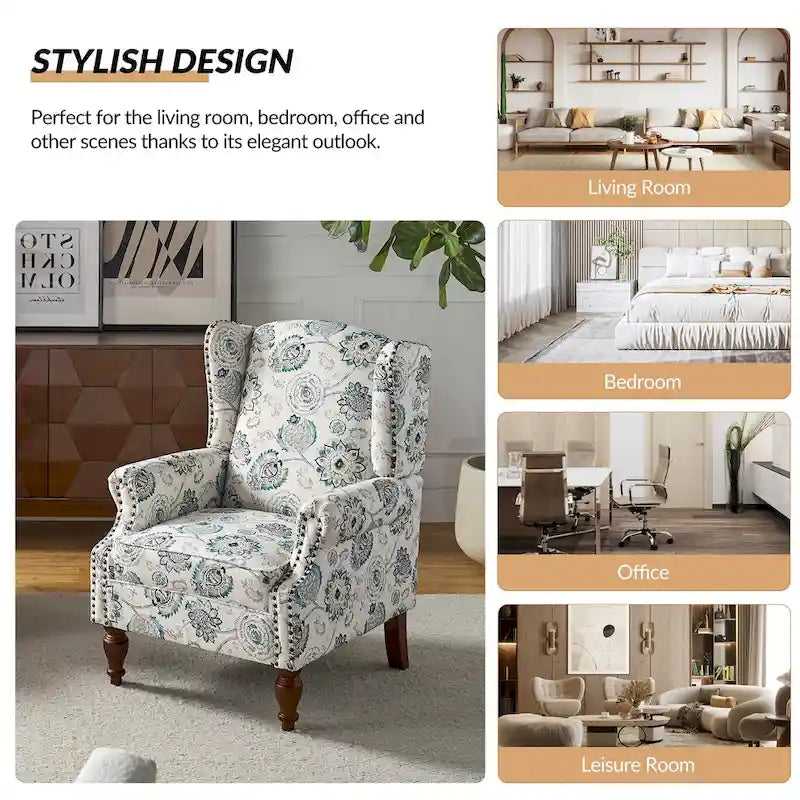 Gott traditionele wingbackfauteuil met poten van massief hout, set van 2, van HULALA HOME