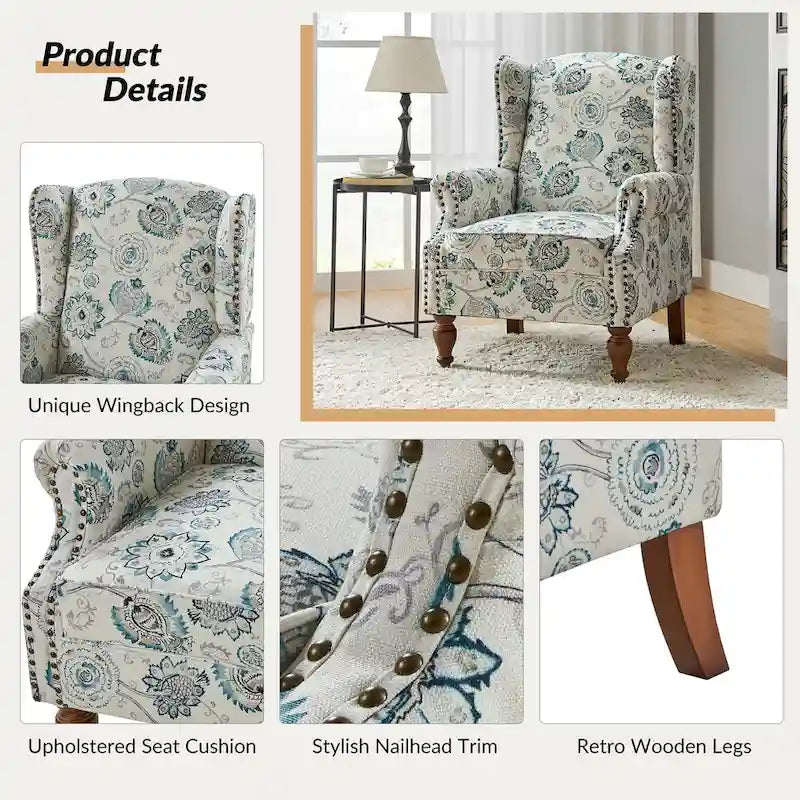 Gott traditionele wingbackfauteuil met poten van massief hout, set van 2, van HULALA HOME