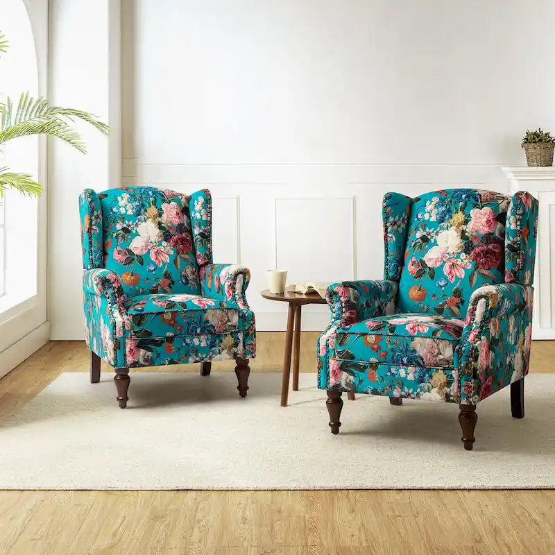 Gott traditionele wingbackfauteuil met poten van massief hout, set van 2, van HULALA HOME