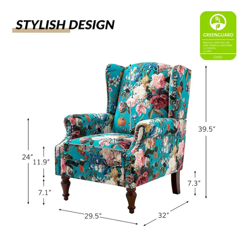 Gott traditionele wingbackfauteuil met poten van massief hout, set van 2, van HULALA HOME