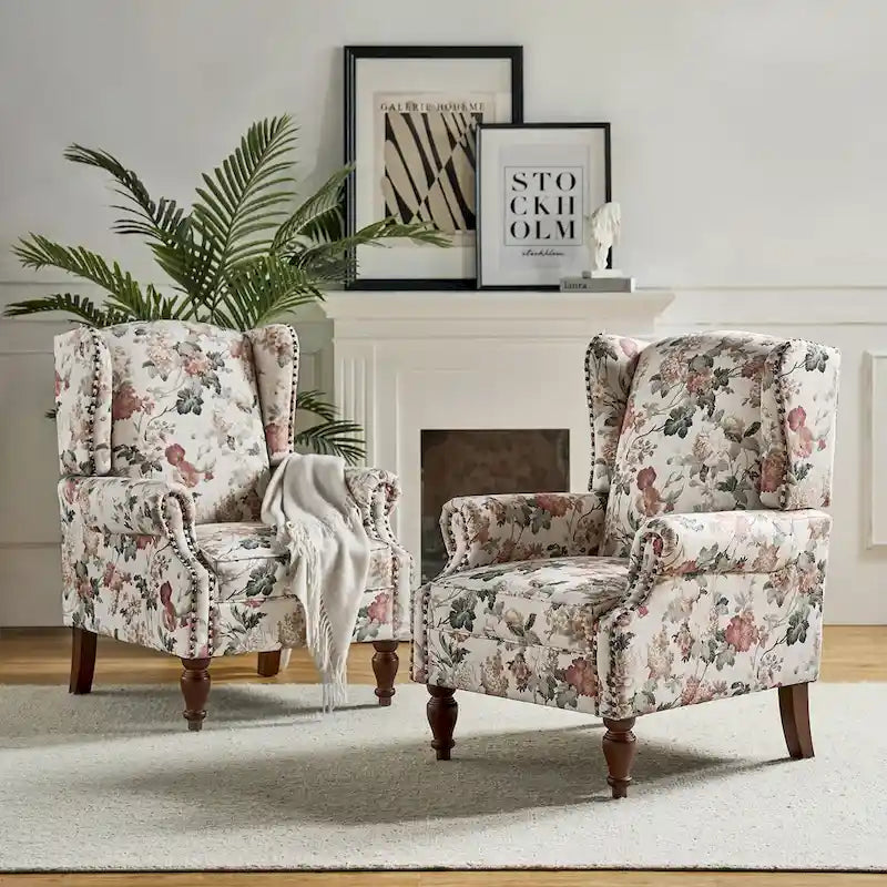 Gott traditionele wingbackfauteuil met poten van massief hout, set van 2, van HULALA HOME