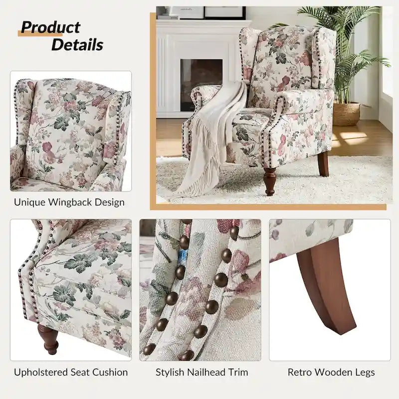 Gott traditionele wingbackfauteuil met poten van massief hout, set van 2, van HULALA HOME