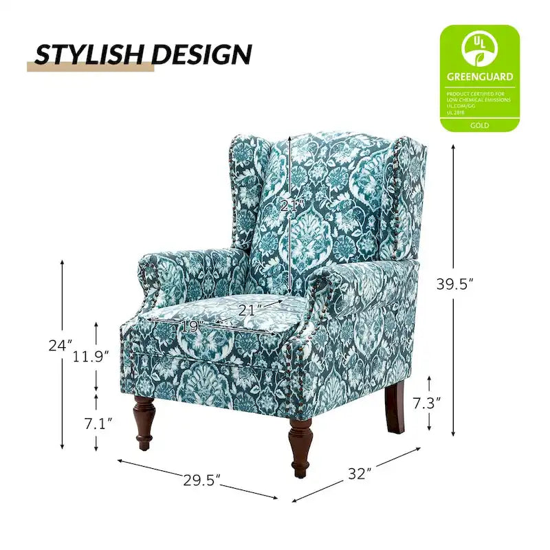 Gott traditionele wingbackfauteuil met poten van massief hout, set van 2, van HULALA HOME