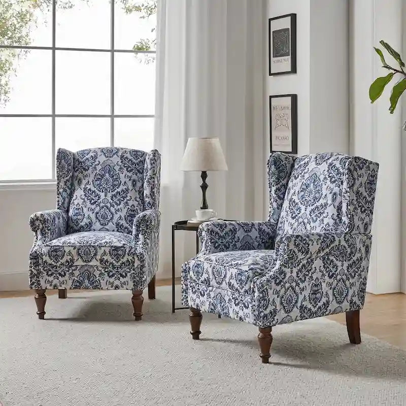 Gott traditionele wingbackfauteuil met poten van massief hout, set van 2, van HULALA HOME