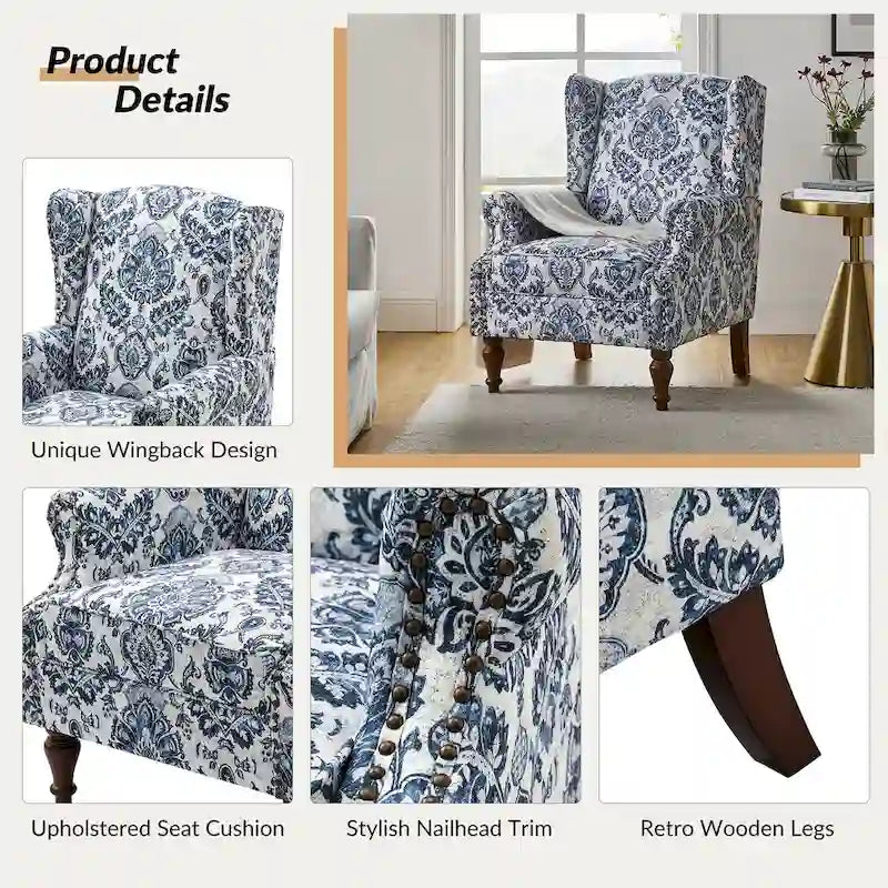 Gott traditionele wingbackfauteuil met poten van massief hout, set van 2, van HULALA HOME