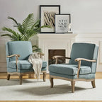 Rinaldo Farmhouse Polyester Armchair with Comfortable Backrest and Cushion Set of 2 by HULALA HOME