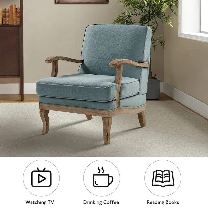Rinaldo Farmhouse Polyester Armchair with Comfortable Backrest and Cushion Set of 2 by HULALA HOME